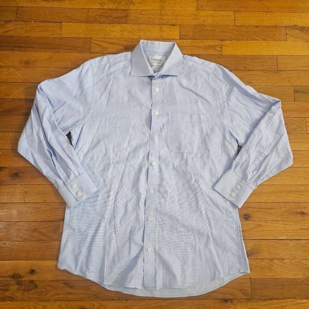 Charles Tyrwhitt Mens Slim Fit 16.5 Long Sleeve Blue Shirt